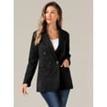 thumbnail image 4 of DARING DIVA Women's Faux Suede Blazer Double Breasted Suit Jacket XL Black, 4 of 6