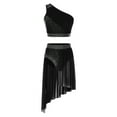 thumbnail image 3 of Doomiva Women's Lyrical Dance Dress Rhinestone Crop Top with Skirted Leotard Ballet Dance Outfit Black XL, 3 of 7