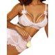thumbnail image 3 of VISgogo Conjunto de lencería de encaje de malla transparente para mujer, sujetador recortado con escote en V profundo de corte bajo con dobladillo des de tul, ropa interior sexy de 2 piezas VISgogo moda, 3 of 5