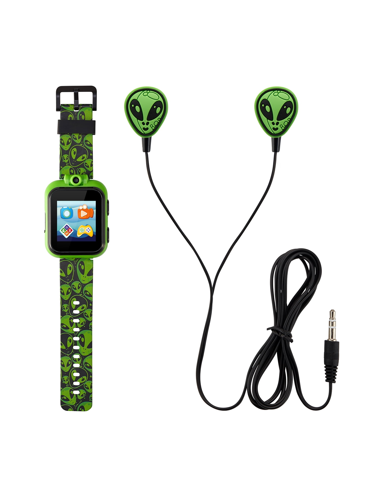 PlayZoom 2 Kids Boys Black/Green Alien Smartwatch & Earbuds Set