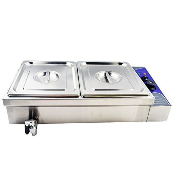 Techtongda 2 Pot 110V Food Warmer Steam Cooking Warming Equipment Home Restaurant Steam Table