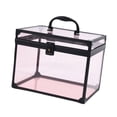 thumbnail image 2 of Organizador de maquillaje acrílico, elegante caja de corona transparente para guardar herramientas de maquillaje, estuche de tren para artistas, para Negro Claro Rosa, 2 of 7