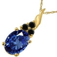 thumbnail image 3 of AoneJewelry 1.35 Cttw Oval Sapphire & Black Diamond Pendant Necklace in 14k Yellow Gold, 3 of 5