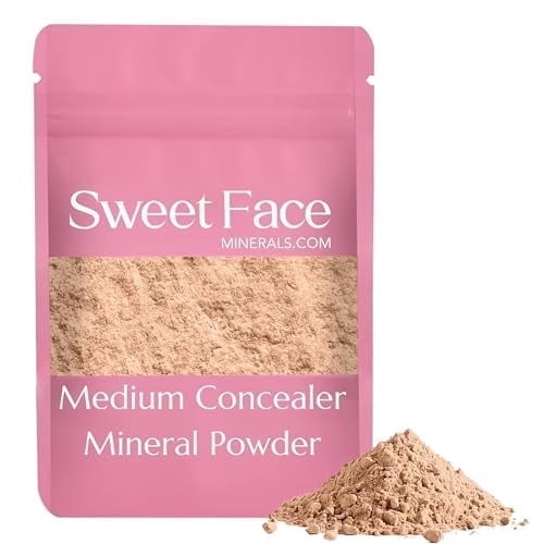 MEDIUM CONCEALER BULK POWDER (1 Ounce Refill Pouch) Mineral Makeup Loose Matte Cover Up Conceals Blemishes Under Eyes Dark Circles Redness Discoloration Scars SPF 20 Full Coverage Instant Eraser