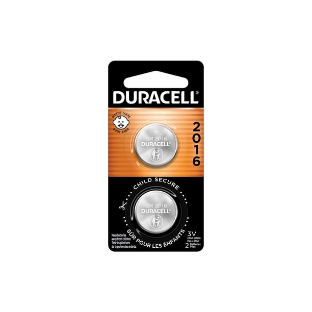 Batería de litio Duracell CR2016 de 3 V, paquete de 2 unidades para llavero, mando a distancia de coche