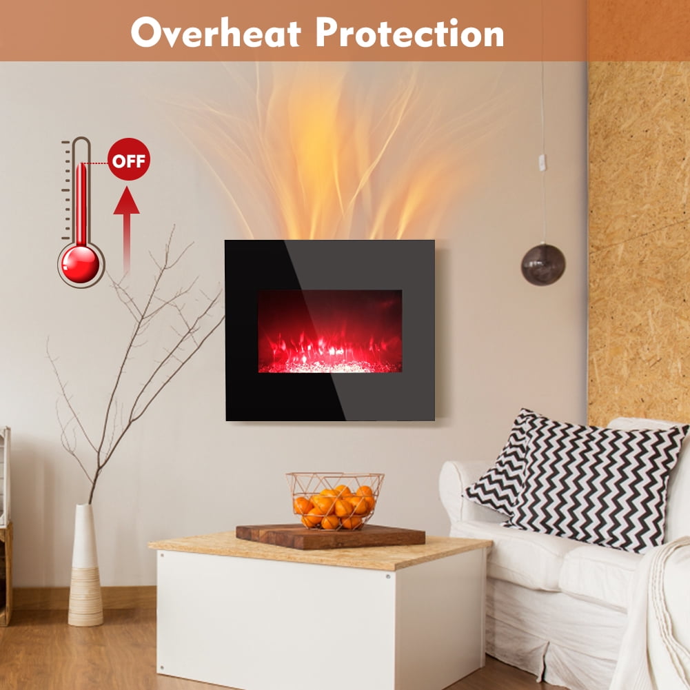 Lifeplus 26"1500-Watt Freestanding or Wall Mounted Electric Fireplace Heater, Black