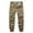 32 Khaki, variant on UDIYO Men Cargo Pants Solid Color Zipper Fly Multi Pockets Drawstring Elastic Waist Streetwear Bottoms Ankle Tied Trousers for Working