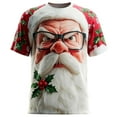 thumbnail image 1 of Chandail en Molleton Imprimé de Noël pour Hommes Manches Courtes Col Rond Imprimé Fête de Noël Haut Col Rond, 1 of 4