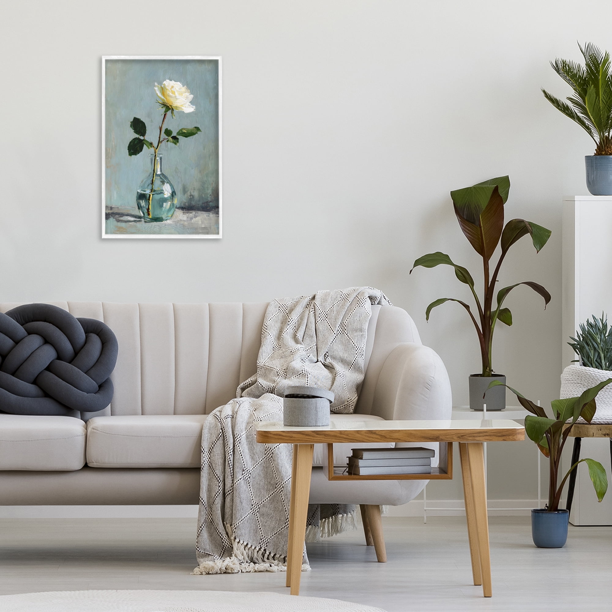 Stupell Industries Sweet White Rose in Vase White Framed Giclee Art, design by Petal Prints Design