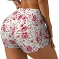 thumbnail image 2 of Sigee Rose Flowers Print Women's High Waist Workout Shorts - Squat Proof, Tummy Control, Yoga and Gym Activewear-Small, 2 of 9