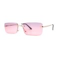 thumbnail image 1 of Rimless Rectangular 90s Elegant Metal Rim Sunglasses Gold Purple Pink, 1 of 4