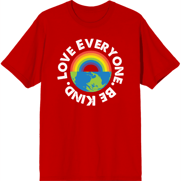 Pride Love Everyone Be Kind Adult Red Crew Neck Short Sleee Tee-Large
