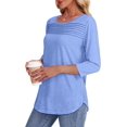 thumbnail image 4 of Womens Tops 3/4 Length Sleeve Blouses Dressy Casual Spring Summer Outfits Pleated Front T Shirts Curved Hem, 4 of 5