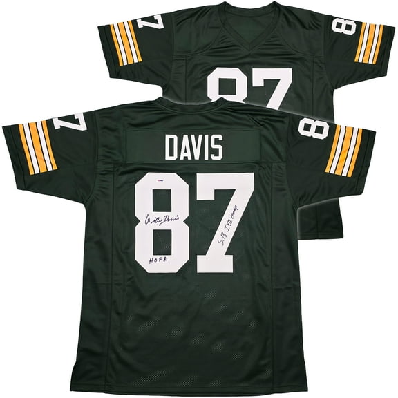 Green Bay Packers Willie Davis Autographed Green Jersey "HOF 81, SB I & II Champs" PSA/DNA 253494