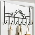 thumbnail image 3 of Door Hooks,Over Door Hooks, Over Door Hanger 7 Hooks for Bedrooms/Bathroom,Metal Over Door Coat Hooks for Coat Hat Towel Robes Belt , Black, 3 of 7