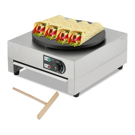 

16 Crepe Maker 1500W Commercial Electric Crepe Maker With Includes Batter Spreader and Temperature Control Cast Iron Cooking Surface Nonstick Griddle Stainless Steel Base for Crepes Pancakes