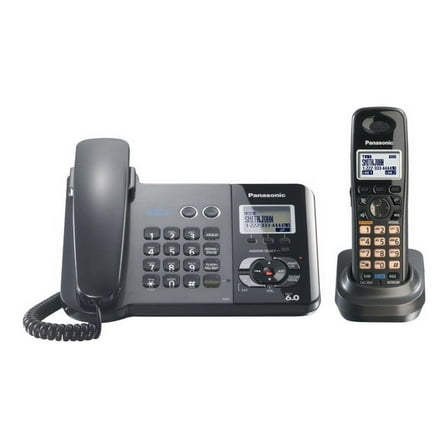 Panasonic KX-TG9391T - Corded/cordless - answering system with caller ID - DECT 6.0 - 3-way call capability - 2-line operation - black metallic   additional handset