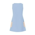 thumbnail image 4 of Women's Cotton Blend Tank Dress V Neck Sleeveless Tunic A Line Swing Knee Length Solid Casual Sundress with Pocket Light Blue,XXL, 4 of 5