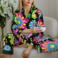 thumbnail image 6 of Picia Vector Mexican Otomi Style Bright Pattern Women’s Long-Sleeve Sleepwear Set - Soft 2-Piece Loungewear with Pockets, Comfy PJs for Relaxing Nights-Small, 6 of 7