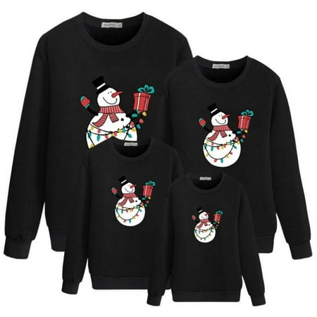 

Malisata Christmas Snowman Cartoon Print Sweatshirt Parent-child Wear Casual Dad Mom Daughter Son Colthes Family Matching Outfits