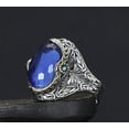 thumbnail image 2 of Zircon Ring-925k Unisex Silver Jewelry-Vintage Gemstone Ring-Gift for Him and Her-925k Turkish Handmade Sterling Silver Navy Blue Ring, 2 of 5