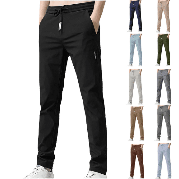 CHGBMOK Men Pants Summer Casual Pants Sweatpants Drawstring Elastic Waist Joggers Sports Pants Quick Dry Trousers Mens Long Pants