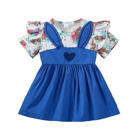 

Sngxgn Girl Long Sleeve Dress Tiered Ruffle Swing Tunic Shirt DressFormal Dress Blue 6-12 Months