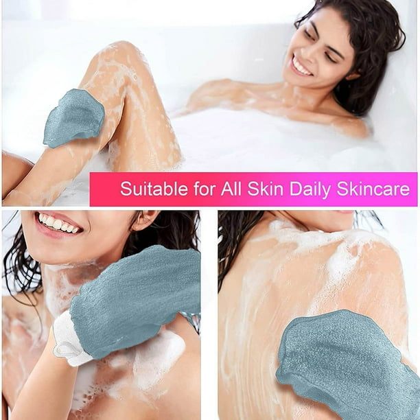 Riforla Exfoliating Glove for Shower Deep Double Exfoliating Dead Skin Remover for Home Spa for Shower Bathroom Products Blue