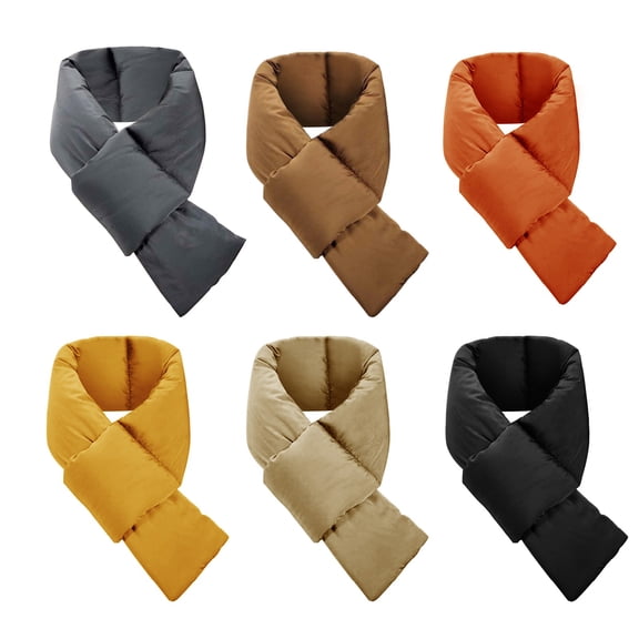 Ljudmp Down Cotton Winter Warm Scarf for Women Elegant Neck Warmer Fashion Scarves Multifunctional Fall Winter Thermal Scarf Windproof Cross Neck Wrap Cover Up Orange