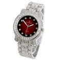 thumbnail image 2 of Charles Raymond Blinged Out Ultimate Silver Hip Hop Royalty Mens Watch w/Diamond Time Indicators -Bright Colored Iced out Dial - L0504 (L0504DX Silver-Red), 2 of 3