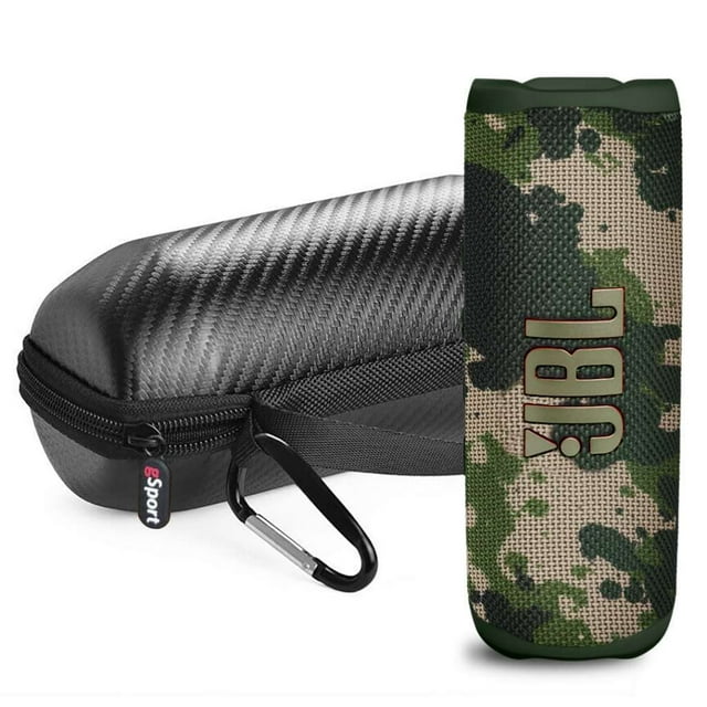 JBL FLIP 6 Paquete de altavoces portátiles impermeables con funda de fibra de carbono gSport (camuflaje verde)
