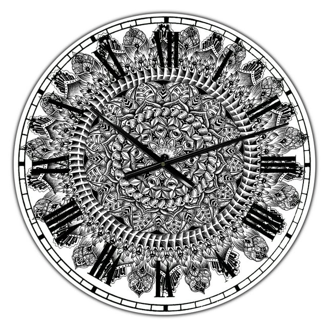 DesignArt Horloge Murale Mandala Dessin Grande