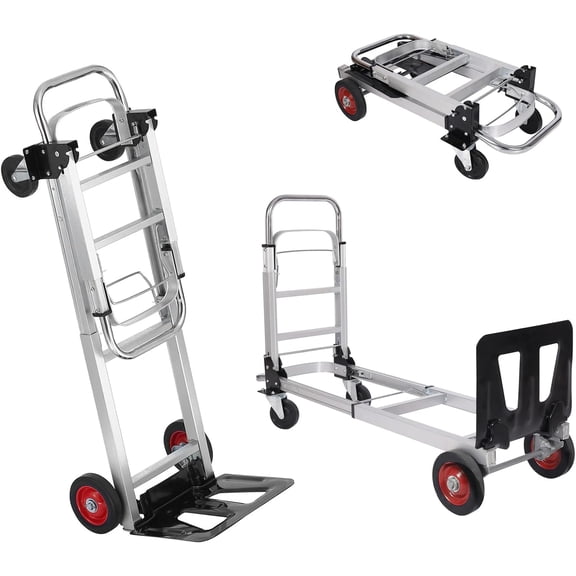 Mescukay 2-in-1 Convertible Hand Truck 700 LBS Platform Truck Dolly with 4 Wheel, Wheel Dolly Cart with Telescoping Handle for Moving Warehouse, Garden, Grocery
