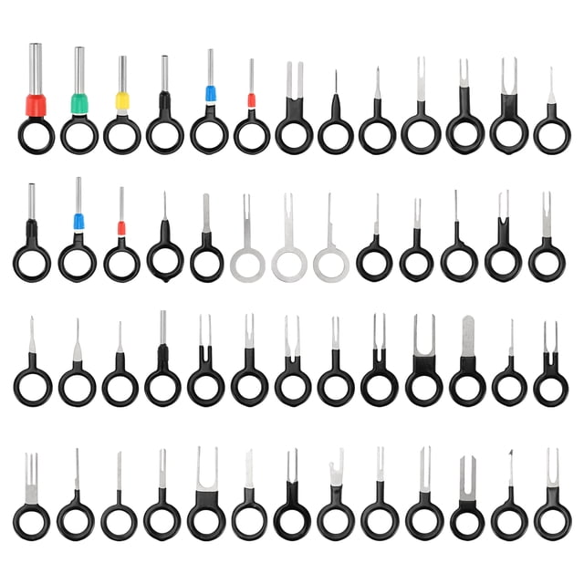 Kit de surtido de herramientas de extracción de terminales Unique Bargains, extractor de pines de terminal de conector de cable negro de 52 piezas