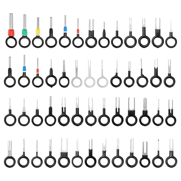 Kit de surtido de herramientas de extracción de terminales Unique Bargains, extractor de pines de terminal de conector de cable negro de 52 piezas