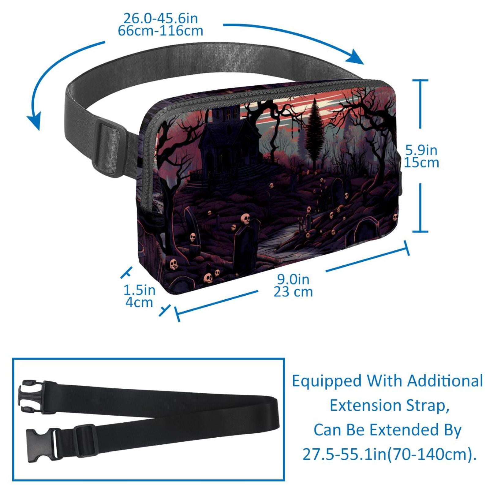 Halloween Graveyard Adjustable Lightweight Waist Bag Fanny Pack Crossbody Bag with Extension Strap Unisex