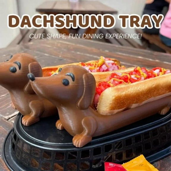 Dachshund Tray, Funny Hot Dogs Sushi Serving Tray Candy Dish Dachshund Dinner Plate, Home Decor Sandwiches Dinnerplate,2 * Dachshund Tray,Wood Brown