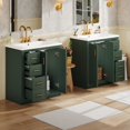 thumbnail image 4 of Euroco 60'' Bathroom Vanity with Ceramic Sink Combo,Solid Wood Frame Bathroom Storage Cabinet, Freestanding Vanity Set with 3 Drawers& Soft Closing Doors, 4 of 8