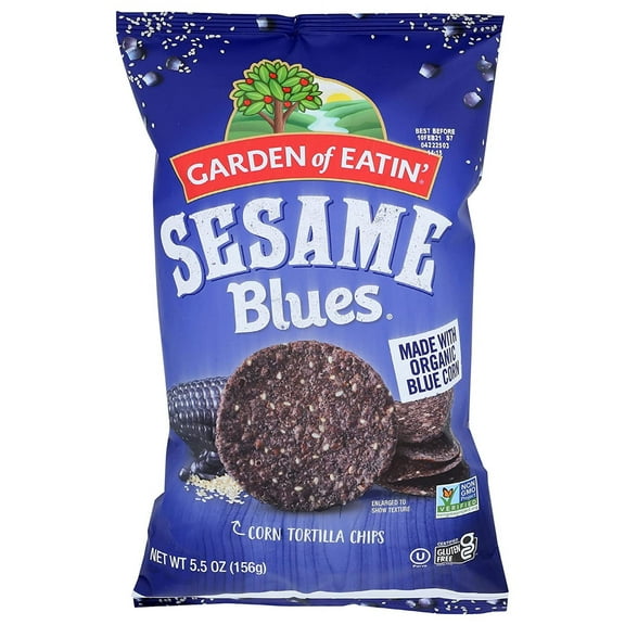 Pack of 12, Garden Of Eatin Sesame Blues Corn Tortilla Chips, 5.5 oz