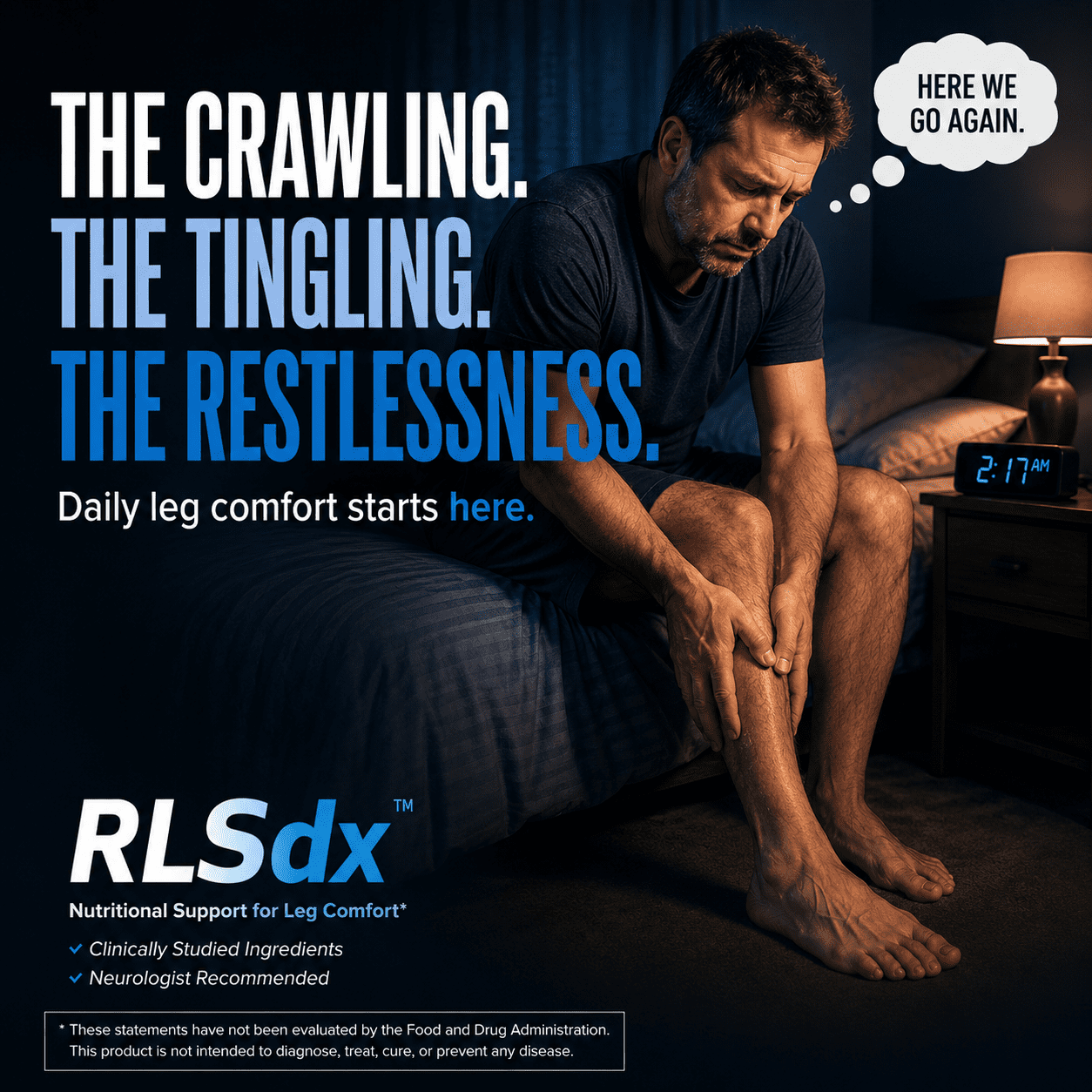 RLSdx Advanced Restless Legs & Muscle Cramps Pain Relief Supplement