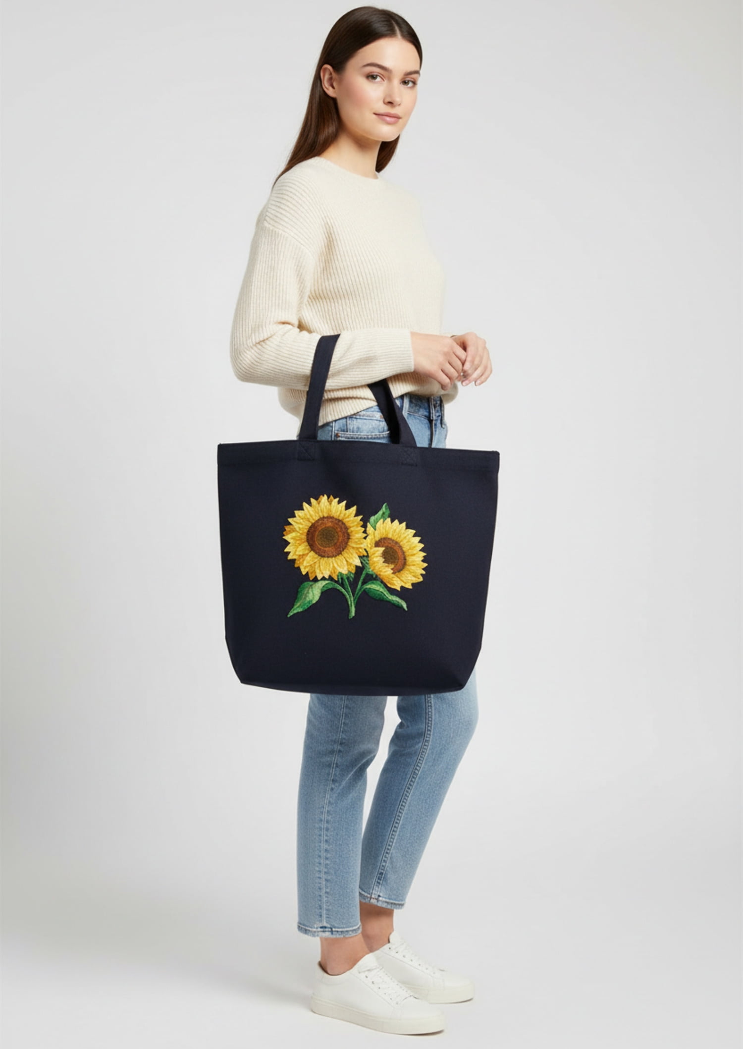Sunflowers in Bloom Embroidered Iron on/Sew Patch [ 6.19"(w) x 5.86"(h)) ]