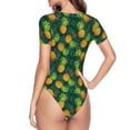 thumbnail image 4 of Daiia Pineapples with Palm Leaves print Women's Crew Neck Short Sleeve Bodysuit Fashion Tops Fit Casual Basic Extender Bodysuit-XX-Large, 4 of 9
