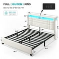 thumbnail image 3 of EnHomee Queen Bed Frame with Storage Shelf Upholstered Platform Bed Frame with LED Lights Metal Bed Frame with Charge Station, Beige, 3 of 7