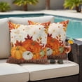 thumbnail image 4 of Orange Pumpkins Fall Outdoor Waterproof Pillow Covers, Thanksgiving Maple Leaf Autumn Retro Decorative Square Throw Pillowcase Sofa Cushion Sham for Patio/Couch/Chair, 26"x26" 2 Pack, 4 of 8