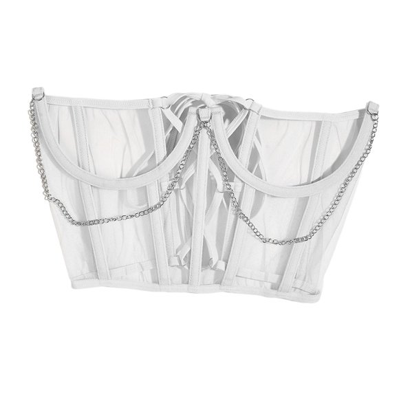Maoww Ceinture Corset en Dentelle, Ceinture de Taille, Gaine, Ceinture Ajustable, à Baleines, Push-Up, Grand, Blanche, Taille 60 cm à 85 cm