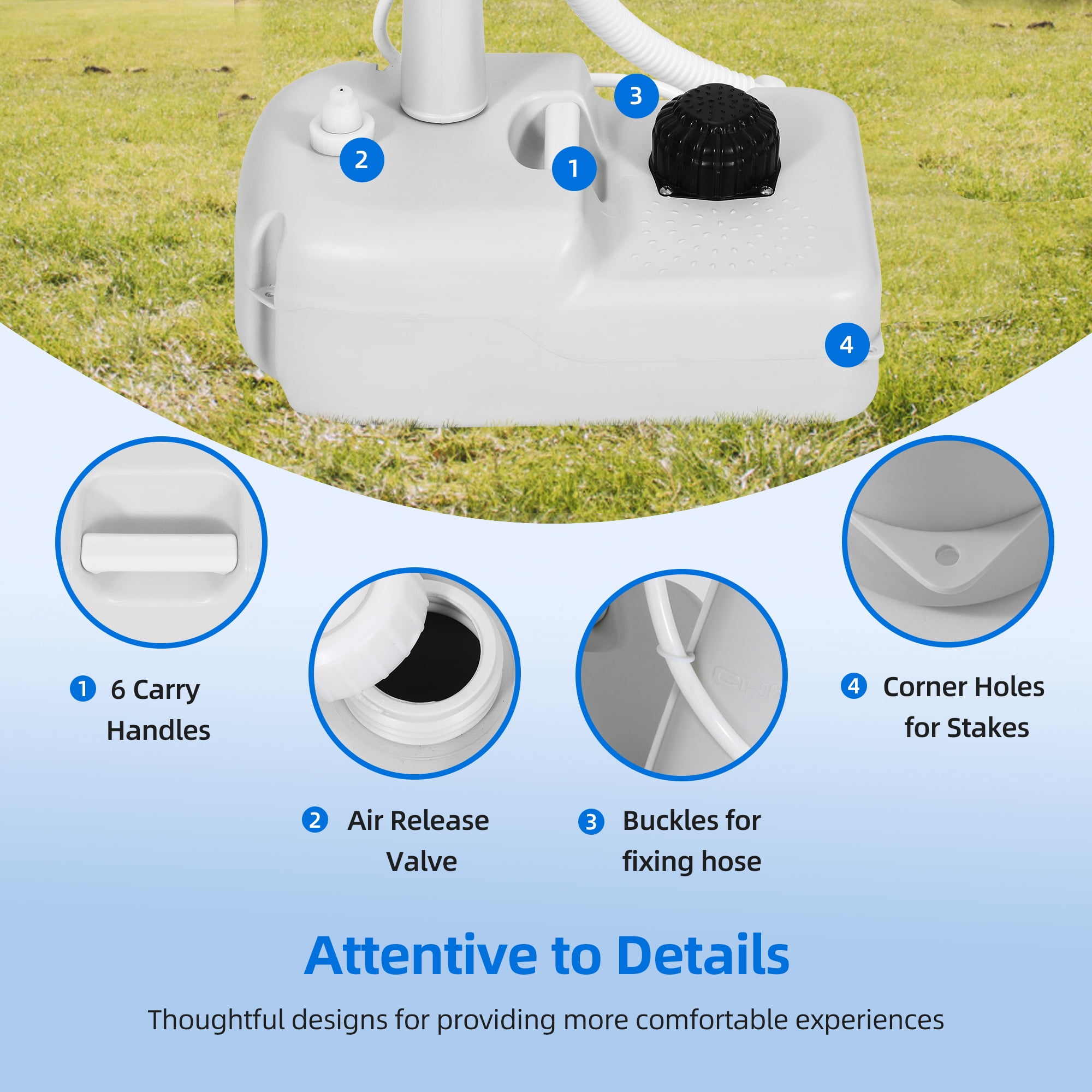 Dextrus 17L Portable Camping Sink, with Towel Holder & Soap Dispenser, Rolling Wheeled Hand Wash Basin Stand and Carry Bag for Outdoor Events Toilet, Gatherings, Worksite