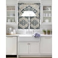 thumbnail image 3 of Boho Flower Swag Curtains for Living Room/Bedroom Windows, Vintage Abstract National Floral Kitchen Curtains and Valances Set 36 Inch Length, Light Filtering Swags Valance Curtain Panels, 3 of 5