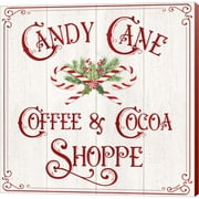 Great Art Now Vintage Christmas Signs I-Candy Cane Coffee by Tara Reed, Canvas Wall Art, 12W x 12H