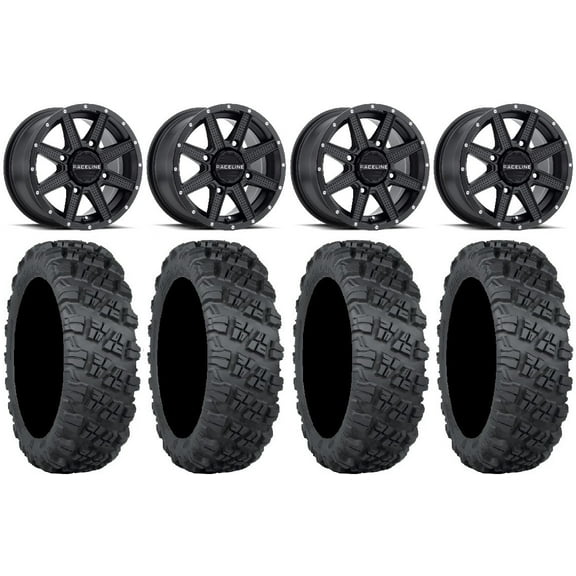 Raceline Hostage 14" Black Wheels 28" Versa Cross V3 Tires Polaris RZR XP 1000 / PRO XP / Ranger XP 900/1000