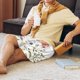 thumbnail image 5 of Balery Watercolor Floral Pantalones cortos de pijama de punto de algodón para hombre con cinturilla y bolsillos-4X-Large, 5 of 6
